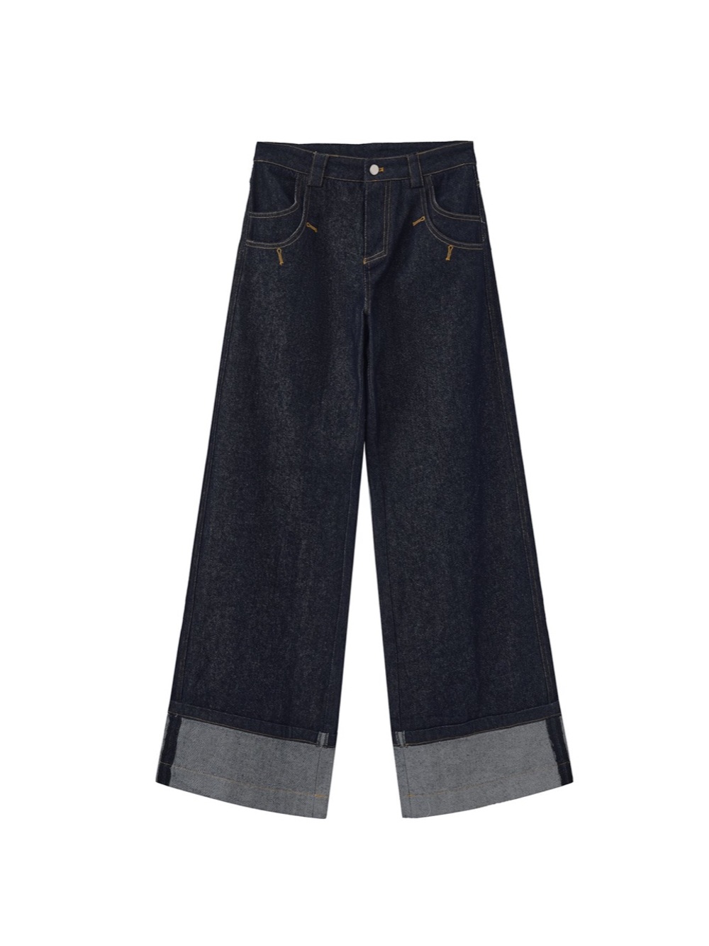 WIDE-LEG SLIGHT FLARE CUFFED JEANS